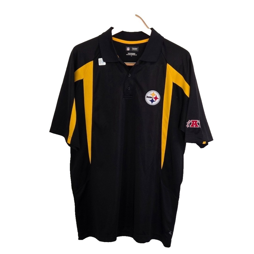 Pittsburgh Steelers Black and Gold Polo Shirt NFL Team Apparel Size Large